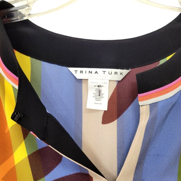 Trina Turk Theodora 100% Silk Multicolor Caftan Tunic Dress Size M/L - Picture 2 of 5